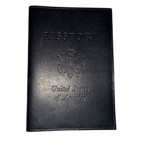ABAS Black Leather Passport Holder Wallet